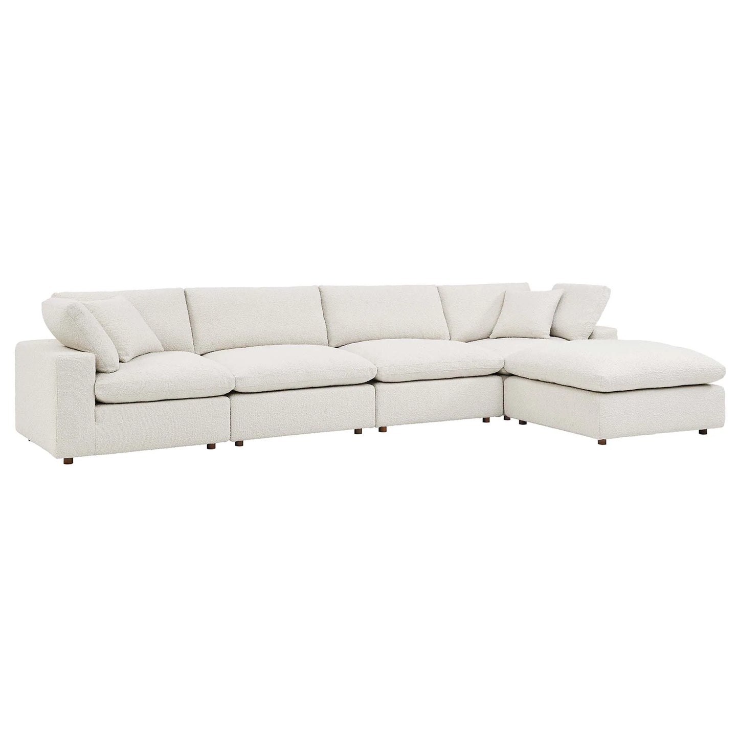 Commix 5-Piece Down Filled Overstuffed Boucle Fabric Sectional Sofa – A Cloud You Can Sink Into