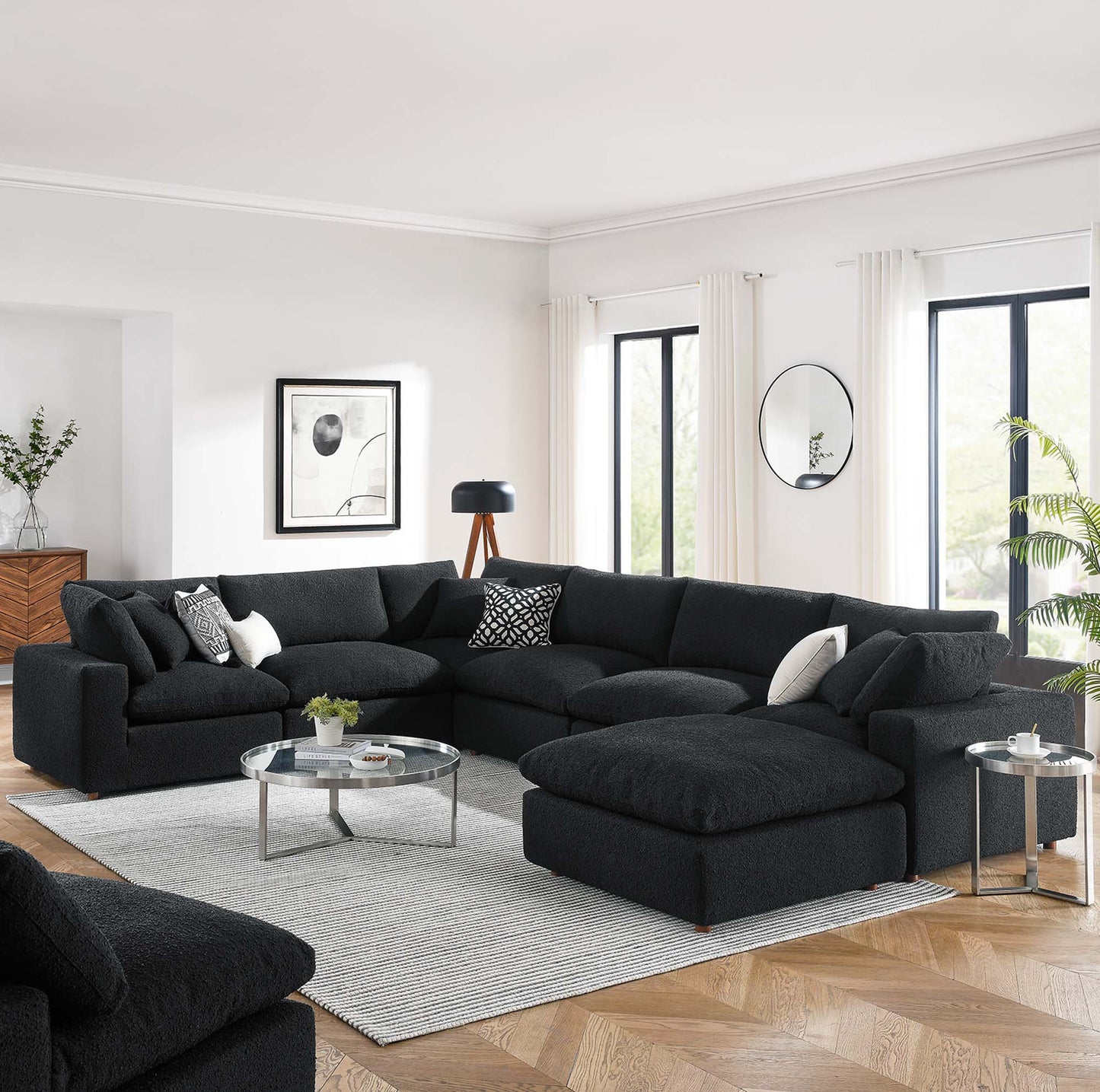Commix 7-Piece Down Filled Overstuffed Boucle Sectional Sofa – Cloud-Like Comfort Meets Cozy Couture