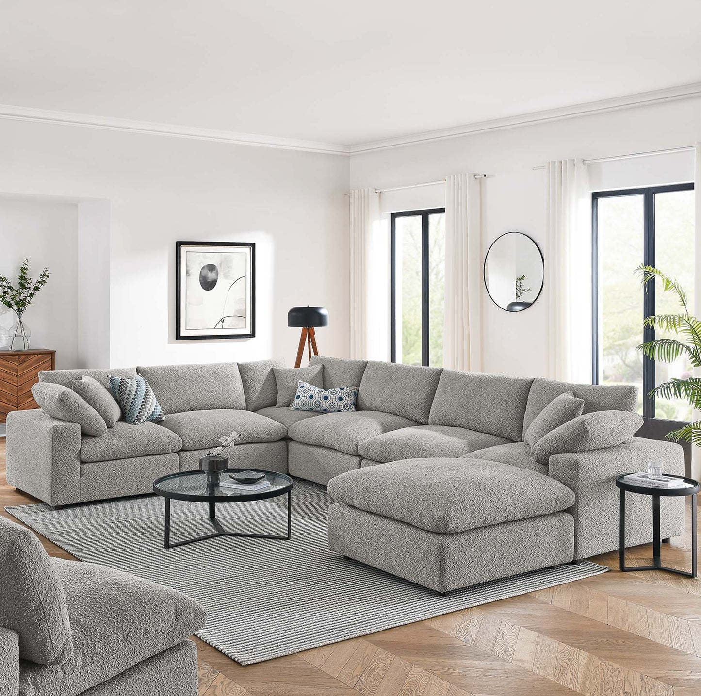 Commix 7-Piece Down Filled Overstuffed Boucle Sectional Sofa – Cloud-Like Comfort Meets Cozy Couture