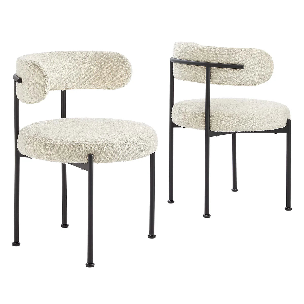 Albie Boucle Fabric Dining Chairs with Metal Base - Set of 2