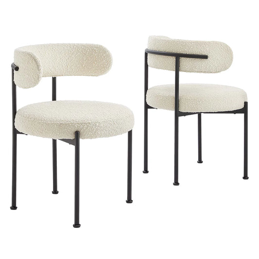 Albie Boucle Fabric Dining Chairs with Metal Base - Set of 2