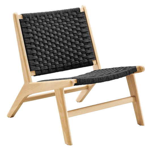 Saoirse Woven Rope Wood Accent Lounge Chair – Stylish and Comfortable for Any Space