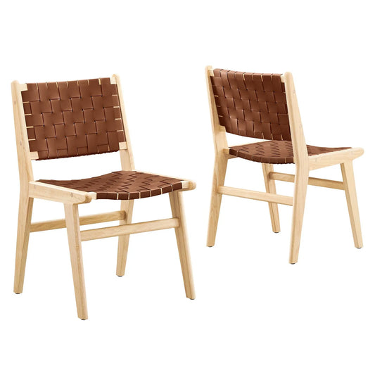 Saoirse Faux Leather Wood Dining Side Chair Set of 2 - Modern Comfort and Style for Your Dining Area