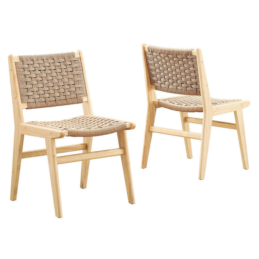 Saoirse Woven Rope Wood Dining Side Chair Set of 2 – Stylish Comfort for Your Dining Area