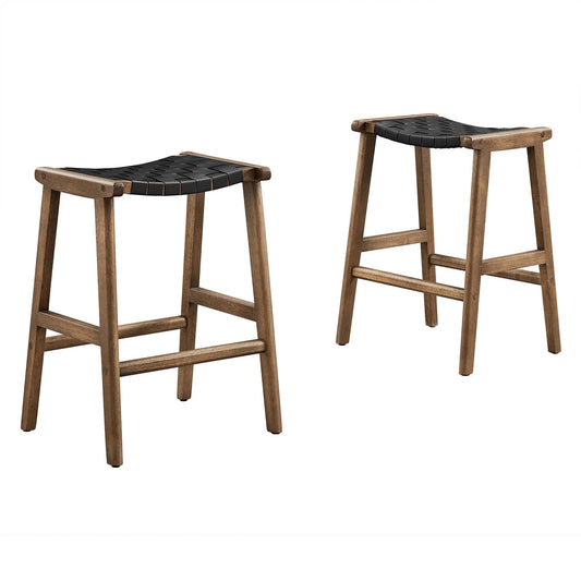 Saoirse Faux Leather Wood Counter Stool Set of 2 – Chic and Comfortable Dining Seating