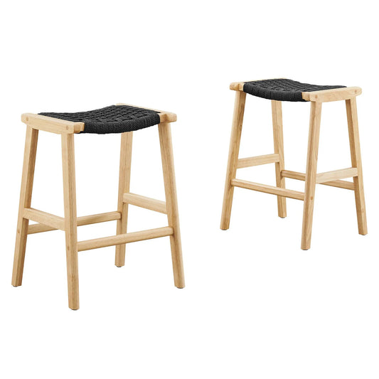 Saoirse Woven Rope Wood Counter Stool Set of 2 – Stylish and Comfortable Dining Solutions