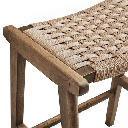 Saoirse Woven Rope Wood Counter Stool - Set of 2