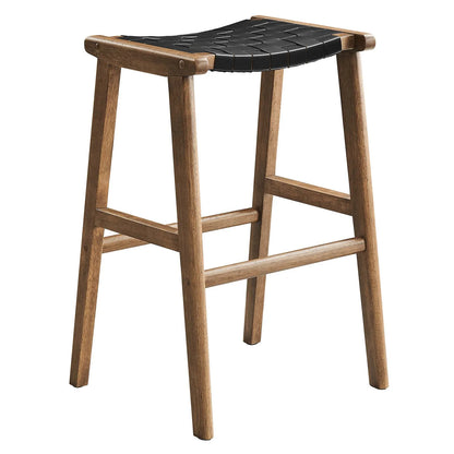 Saoirse Faux Leather Wood Bar Stool - Set of 2