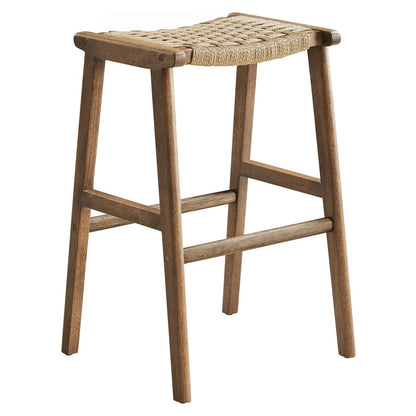 Saoirse Woven Rope Wood Bar Stool - Set of 2