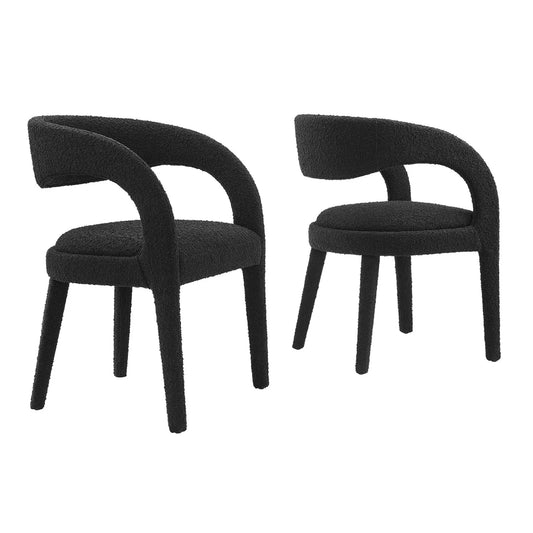 Pinnacle Boucle Upholstered Dining Chairs with Armrests - Set of 2