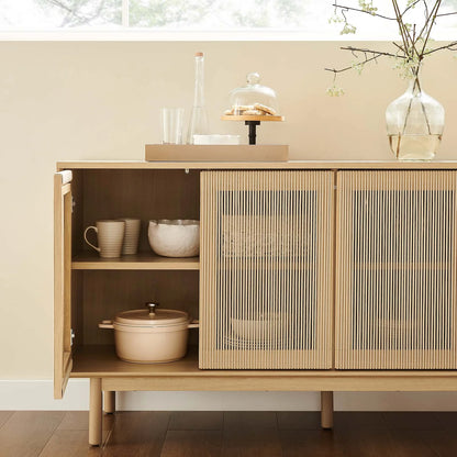 Milo 63” Oak and Tan Sideboard for Modern Storage and Style