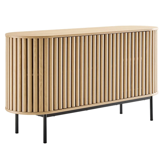 Fortitude 59” Oval Sideboard – Stylish Timber-Style Design with Six Spacious Storage Compartments