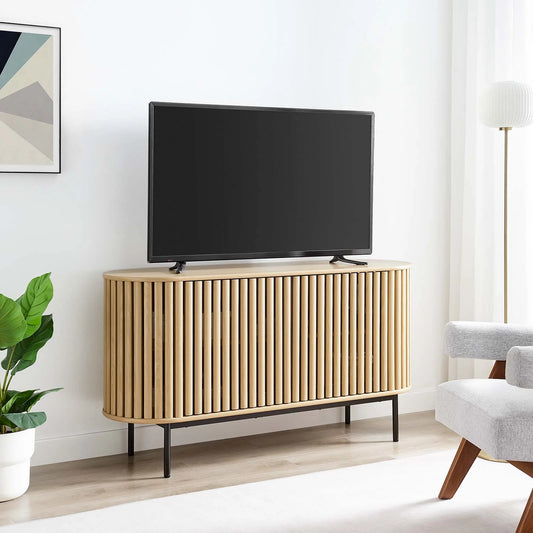 Fortitude 59” Oak Walnut Black Oval Sideboard