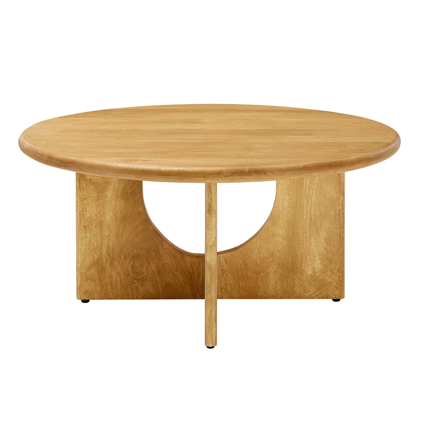 Rivian Round 34" Coffee Table in Oak – Sleek and Modern Accent Piece for Contemporary Living Rooms