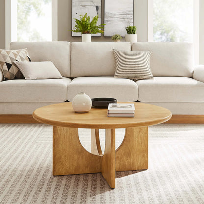 Rivian Round 34" Coffee Table in Oak – Sleek and Modern Accent Piece for Contemporary Living Rooms