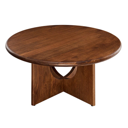 Rivian Round 34" Coffee Table in Oak – Sleek and Modern Accent Piece for Contemporary Living Rooms