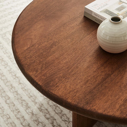 Rivian Round 34" Coffee Table in Oak – Sleek and Modern Accent Piece for Contemporary Living Rooms