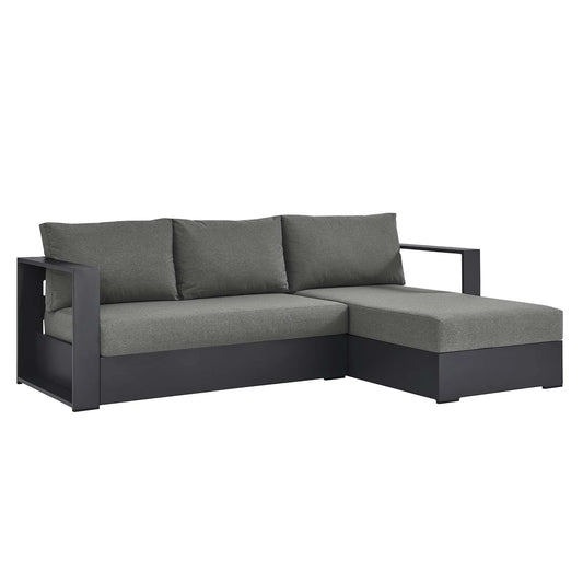 Tahoe 2-Piece Outdoor Patio Powder-Coated Aluminum Right-Facing Chaise Sectional Sofa Set in Gray Charcoal – Stylish and Durable Seating for Relaxed Outdoor Living