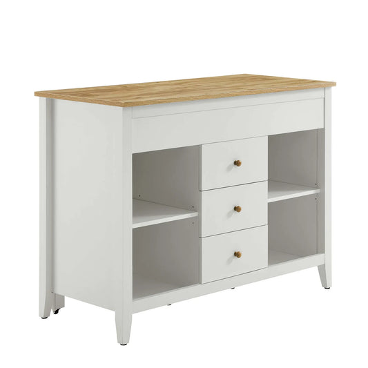 Farmstead Kitchen Island in Oak White – Stylish and Functional Storage Solution for Modern Kitchens