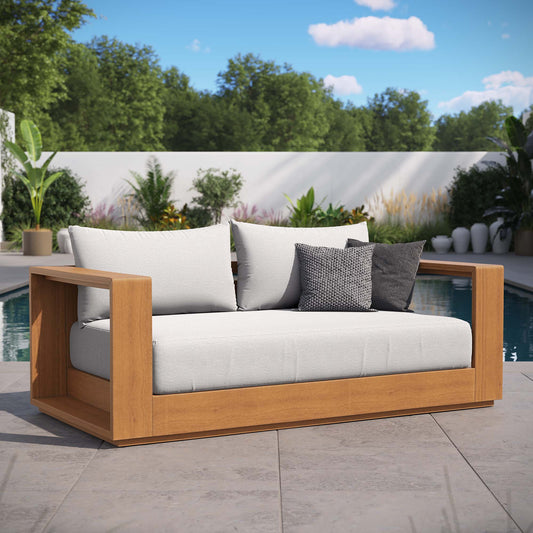 Tahoe Acacia Wood Outdoor Patio Loveseat – Weather-Resistant Acacia Wood Seating
