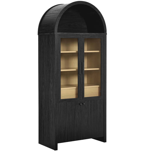 Evie Arched Tall Cabinet with Tempered Glass Doors – Elegant Storage Solution for Modern Living Spaces