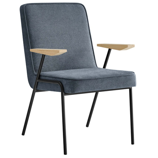 Vista Dining Armchair: Mid-Century Style with Foam Padding & Wood Arms – Comfortable and Stylish Seating for Modern Dining Spaces