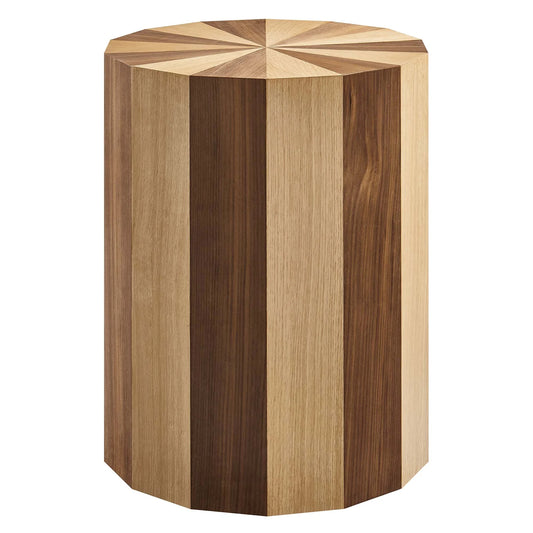 Twirl Elegant Two-Tone Stump Stool and Small Wood End Table – Versatile and Stylish Accent for Modern Living Spaces