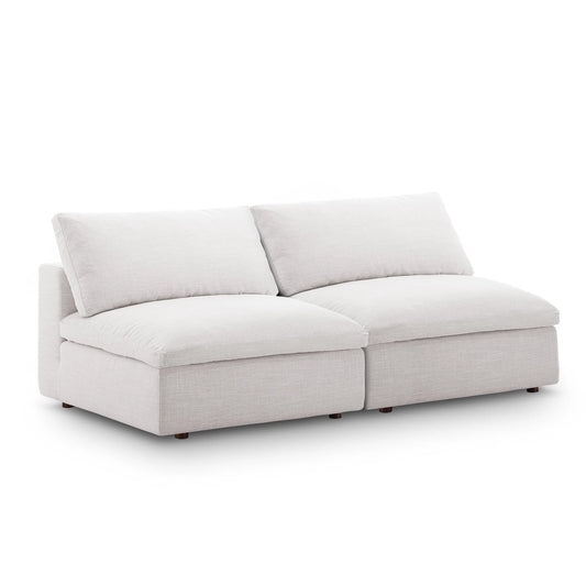 Commix Down Filled Overstuffed 2-Piece Armless Sectional Loveseat – Plush and Comfortable Seating for Modern Living Rooms