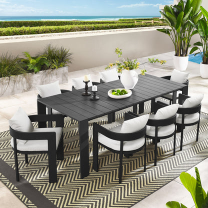 Tahoe 9-Piece Outdoor Patio Dining Set – Modern Aluminum Table and Chairs for Stylish Outdoor Entertaining