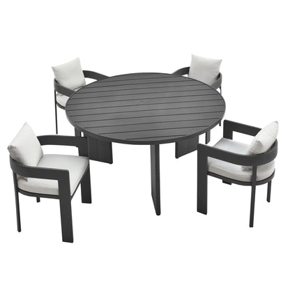 Tahoe 5-Piece Outdoor Patio Dining Set – Sleek Aluminum Table and Chairs for Modern Outdoor Spaces