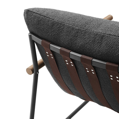 Raya Outdoor Patio Boucle Lounge Chair and Ottoman – Charcoal Upholstered Lounge Set for Stylish Outdoor Spaces