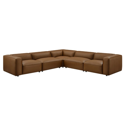 Auren 5-Piece Upholstered Vegan Leather Modular L-Shaped Sofa