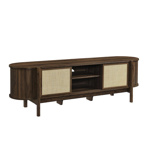 Reid 61" TV Stand in Walnut – Modern and Elegant Entertainment Center for Stylish Living Rooms