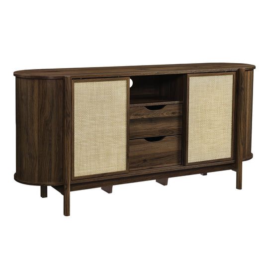 Reid 63" Curved Sideboard in Walnut – Stylish and Functional Storage Solution for Modern Dining Rooms