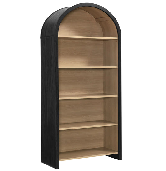Evie Arched Wide Bookcase Display Cabinet in Black – Stylish and Spacious Storage Solution for Modern Homes