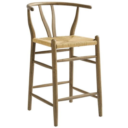 Amish Wood Counter Stool in Weathered Gray Teak – Rustic Elegance for Kitchen Islands and Counters