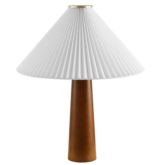Jessica Walnut Table Lamp – Wooden Base with Pleated Fabric Shade for Warm, Timeless Lighting