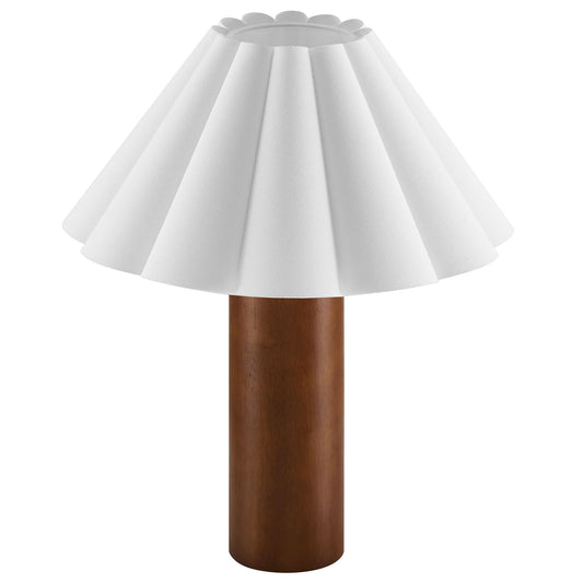 Flora Walnut Wood Table Lamp – Sculptural Base with Pleated Petal Shade for Whimsical, Nature-Inspired Lighting