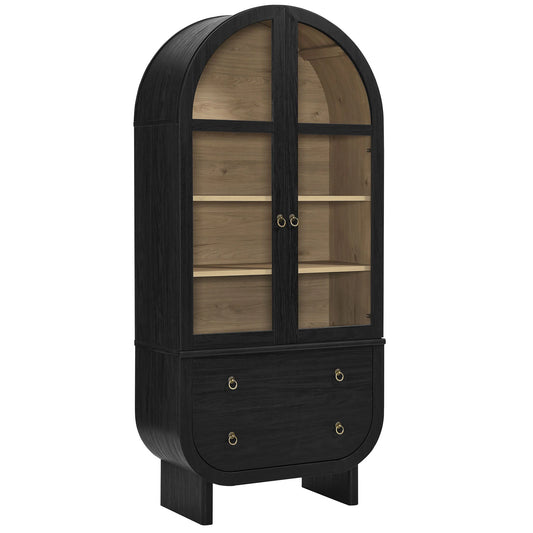 Nyx Arched Display Cabinet in Black – Elegant and Modern Storage Cabinet for Contemporary Interiors