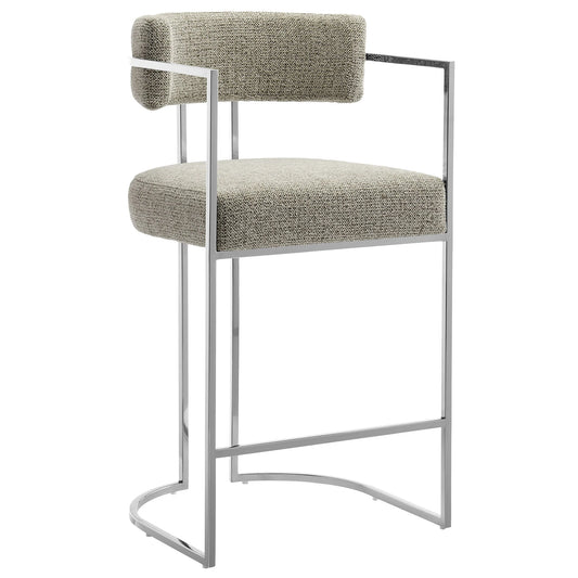 Huron Curved Back Fabric Counter Stool – Stylish Upholstered Seating with Sleek Metal Frame for Modern Kitchens
