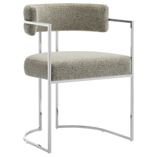 Huron Curved Back Fabric Dining Chair – Elegant Upholstered Seating with Modern Metal Frame