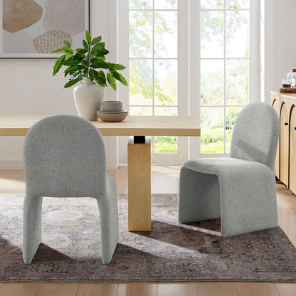 Junia Boucle Upholstered Arch Dining Chair – Soft and Stylish Armless Seating for Modern Dining Rooms