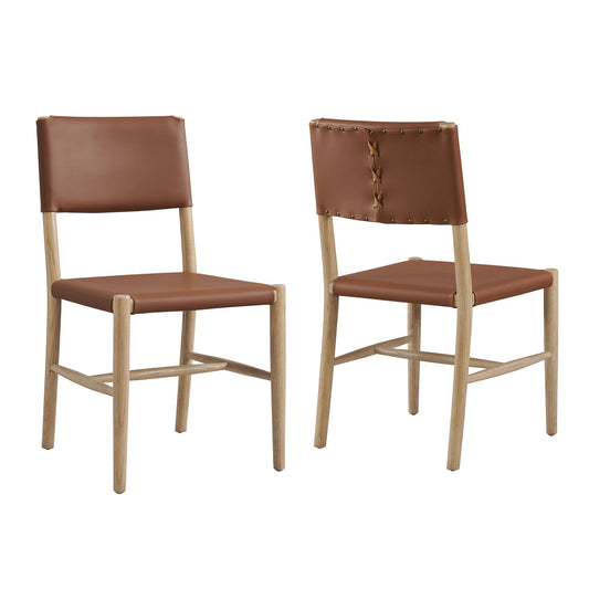 Dover Wood Vegan Leather Dining Side Chairs – Set of 2 Stylish and Durable Chairs for Modern Dining Rooms