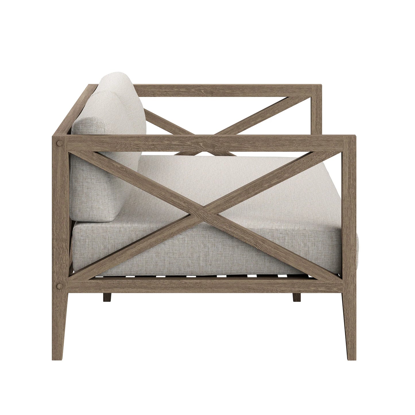 Northlake Outdoor Teak Wood Loveseat and Ottoman Set