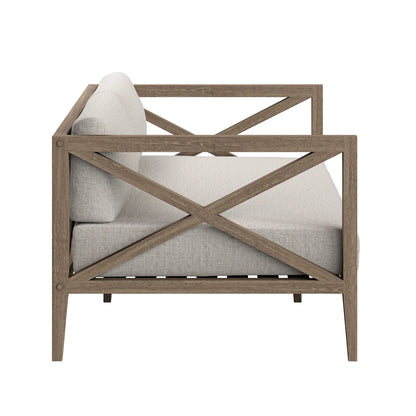 Northlake Outdoor Teak Wood Loveseat and Ottoman Set