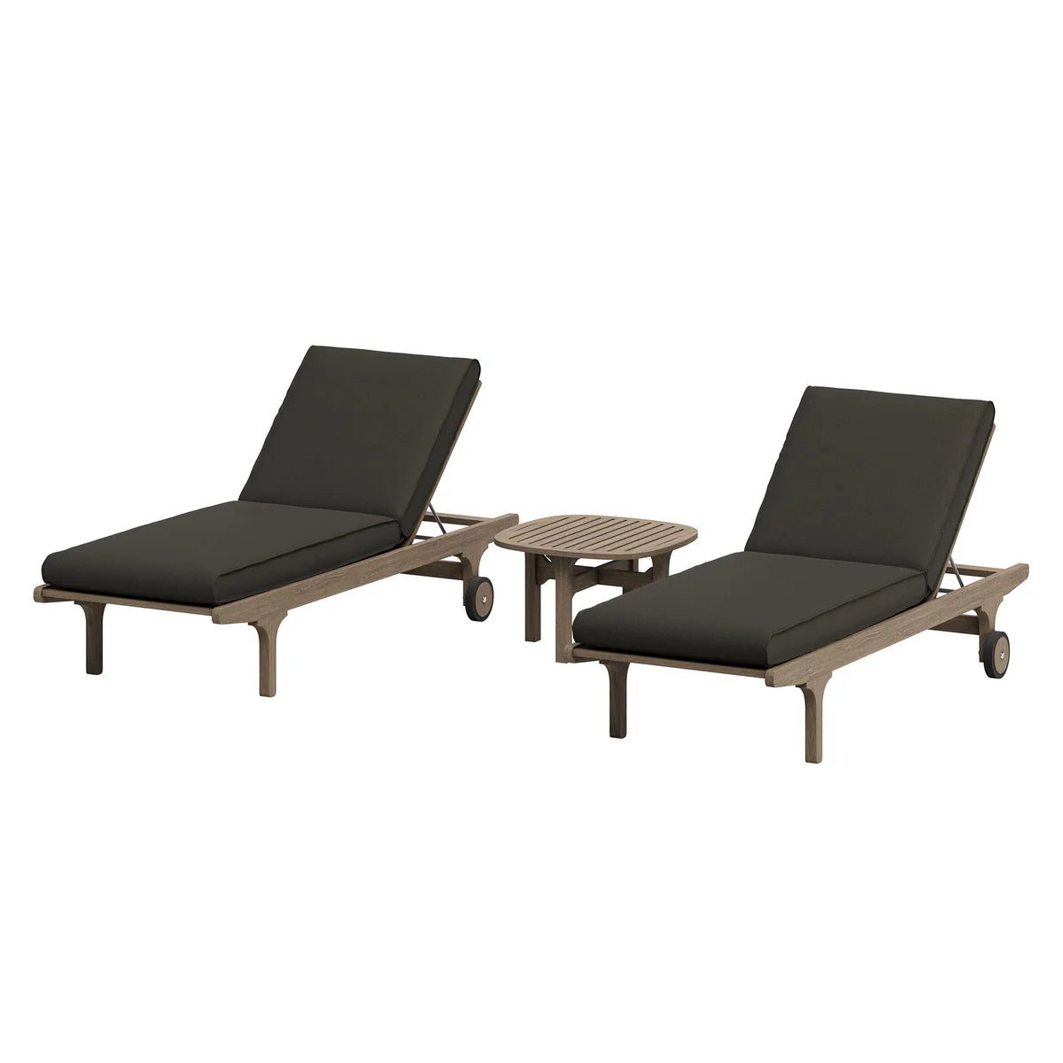Saratoga Outdoor Teak Wood 3‑Piece Chaise Lounge Furniture Set