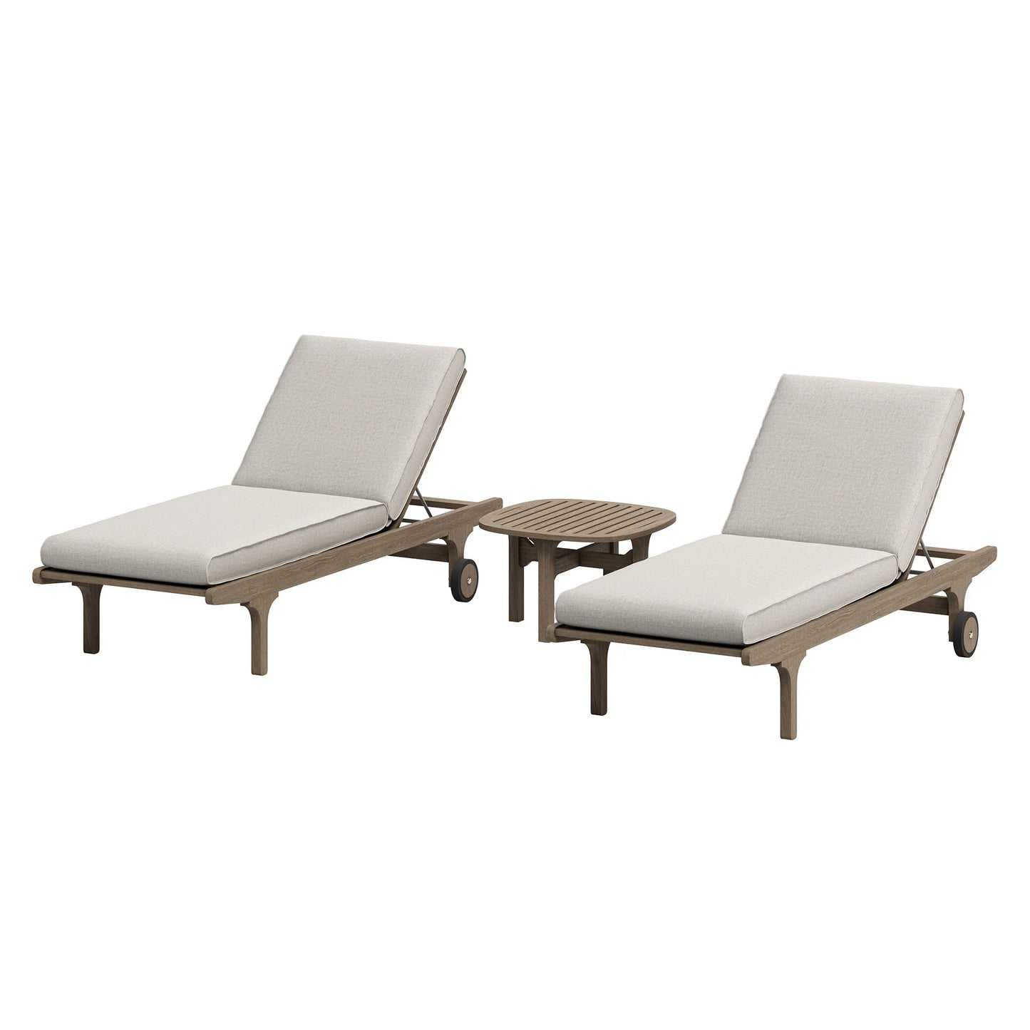 Saratoga Outdoor Teak Wood 3‑Piece Chaise Lounge Furniture Set