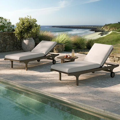 Saratoga Outdoor Teak Wood 3‑Piece Chaise Lounge Furniture Set
