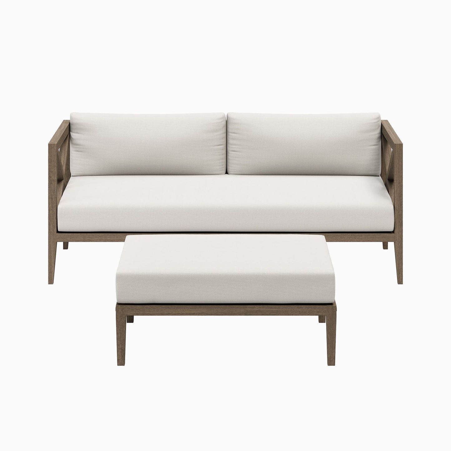 Northlake Outdoor Teak Wood Loveseat and Ottoman Set