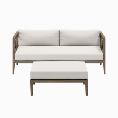 Northlake Outdoor Teak Wood Loveseat and Ottoman Set